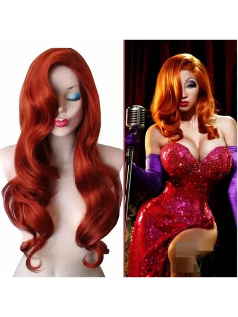 New Copper Red Spiral Curly Cosplay Wig - Heat Resistant Big Wave Hair for Women
